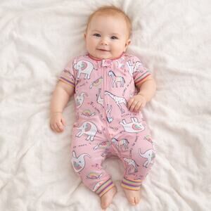 Bundles Baby Girl Pastel Rainbow Animal Print Footless Sleeper 6-9M NWT